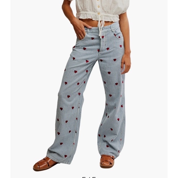 Free People Denim - Free People Bugged Out Railroad Stripe Straight Leg Jeans